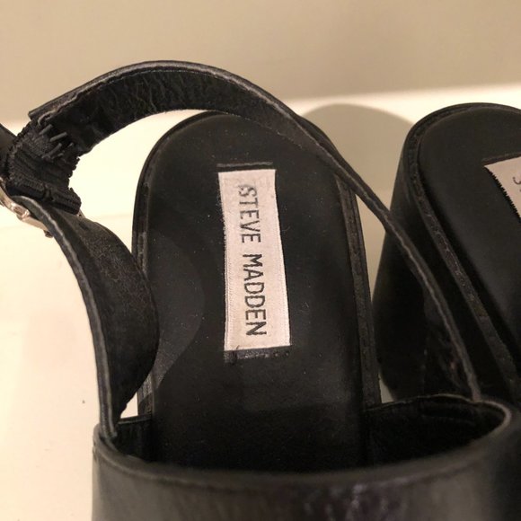 Steve Madden Chunky Platform Black Slingbacks - Sz 7 - Picture 4 of 7